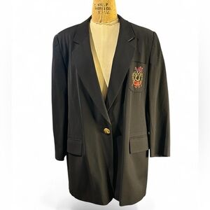 Escada Black Blazer with Gold Button and metal embroidery